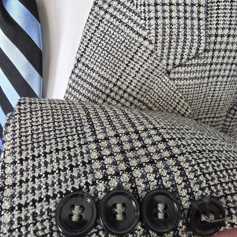 Gianfranco Ruffini  Blazer Mens 46R Gray Glenplaid Sports Coat Jacket‎ Silk 2B